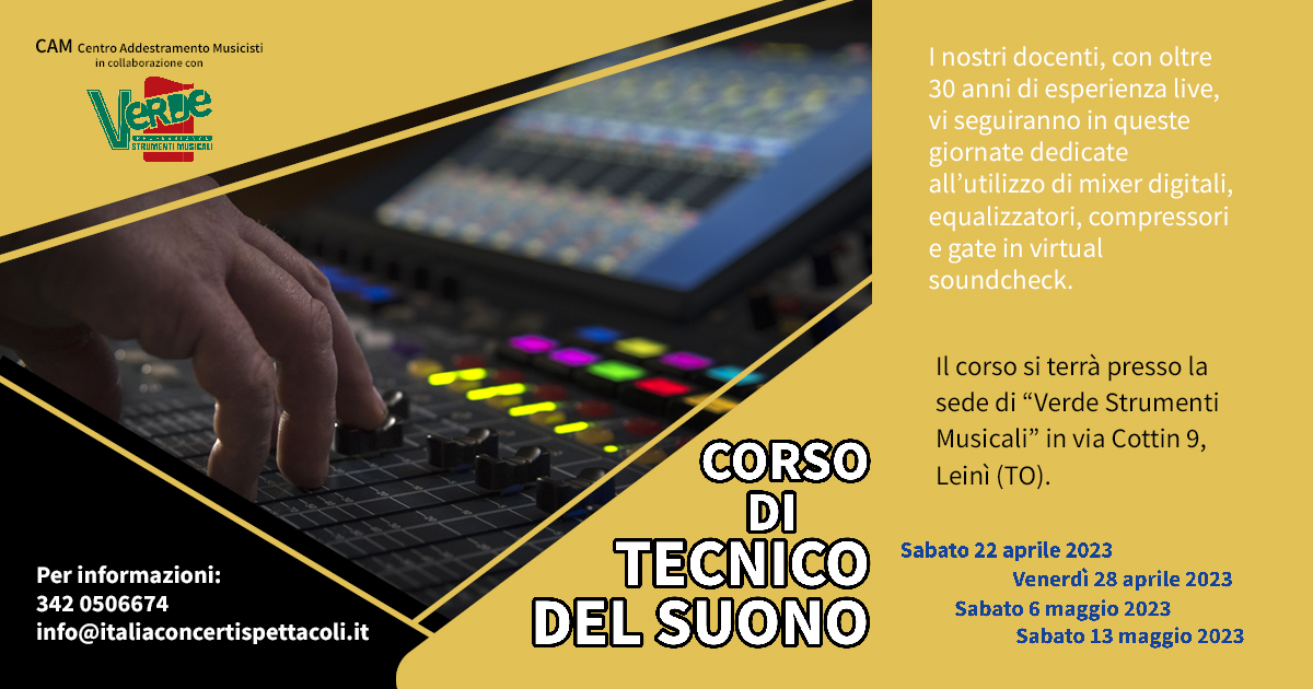 Corso di Tecnico del suono 2023